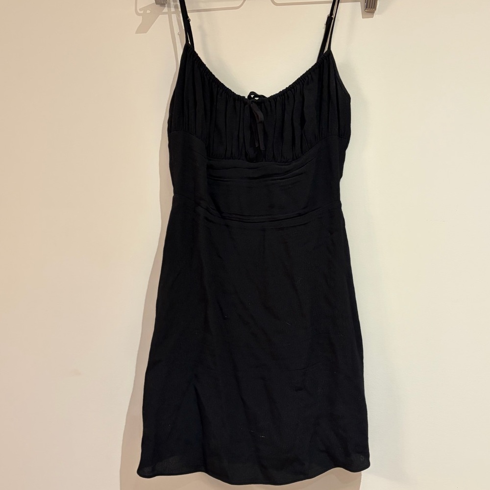 Aritzia Sun-Deh Black Ruched Mini Dress